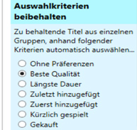 Einstellungen aufrufen, um Duplikate automatisch auszuwählen